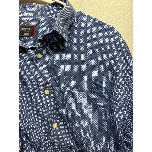 Untuckit Shirt Mens XL Blue Vitanza Pattern Button Up Long Sleeve Cotton Casual - Picture 5 of 5